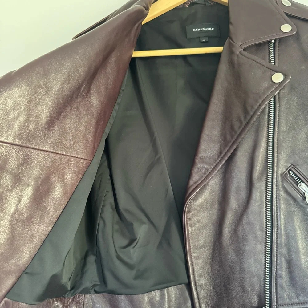 Mackage 'Baya' Bordeaux Leather Jacket Size: SP - Picture 5 of 9